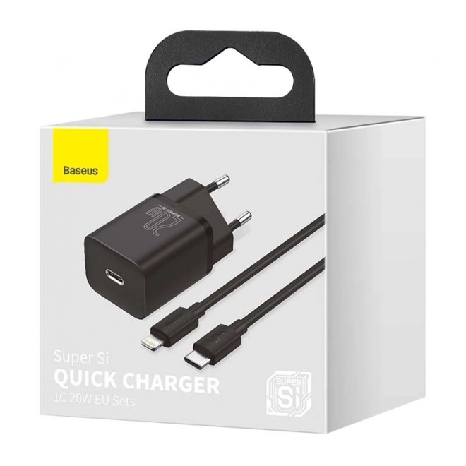 Baseus Super Si Quick Charger 1C 20W s kabelem USB-C pro Lightning 1m (černý)