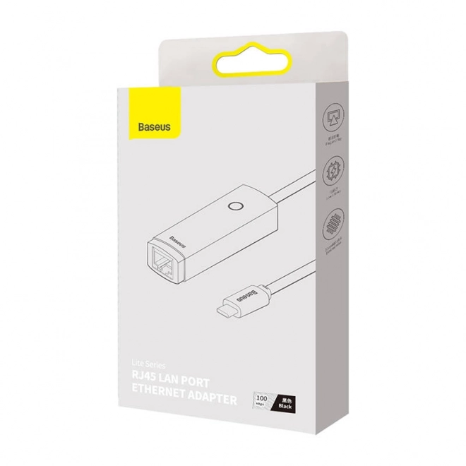 Síťový adaptér Baseus Lite řady USB-C na RJ45, 100 Mb/s (černý)