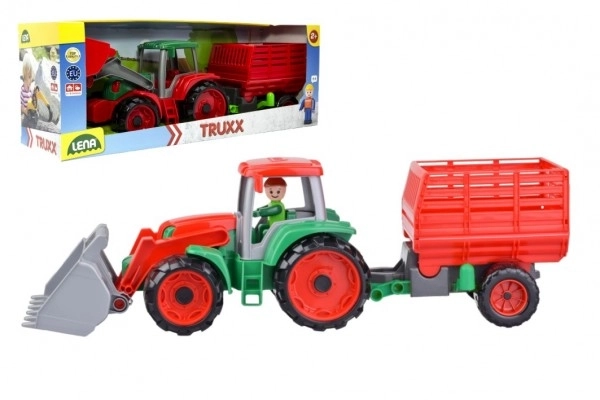 Auto Truxx traktor nakladač s přívěsem na seno s figurkou v krabici 53x19x16cm 24m+