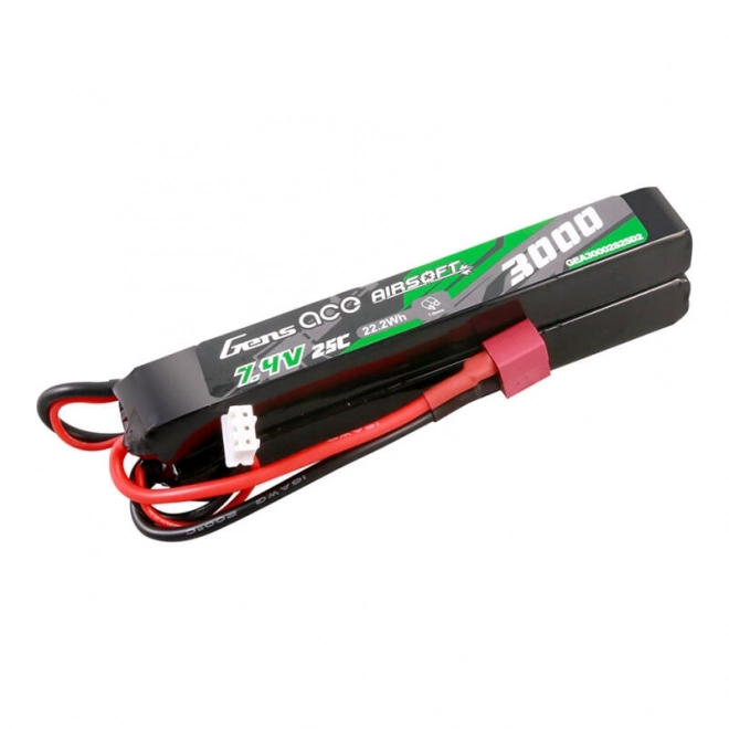 Gens ace 25C 3000mAh 2S2P 7,4V sedlová airsoftová pistolová lipo baterie s mini konektorem Deans(T)