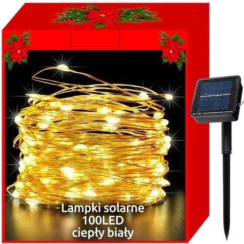 LED solární teplé bílé dekorativní pásky – 10 m, 100 LED