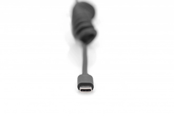 Spirálový kabel USB A/USB C, USB 2.0, PD 60W, max. 1m Černá