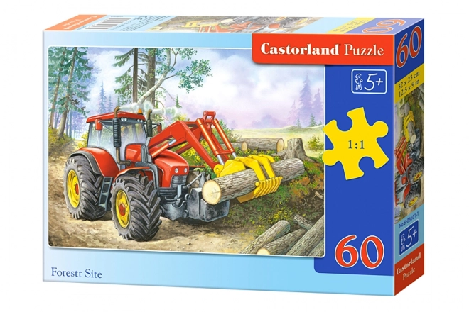 CASTORLAND Puzzle 60 dílků Lesní pozemek - Traktor s drapákem 5+