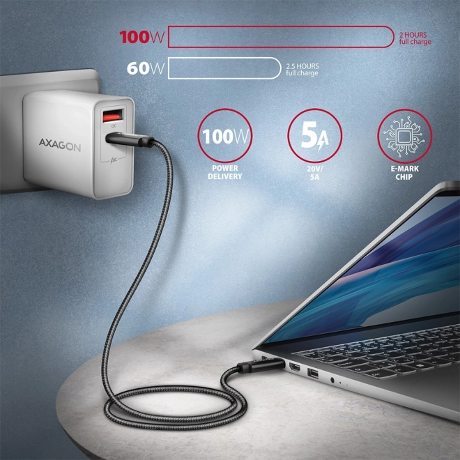 BUCM432-CM10AB USB-C - Kabel USB-C, USB4 Gen 3x2 1m, PD 100W, 8K HD, ALU, opletený Černá barva