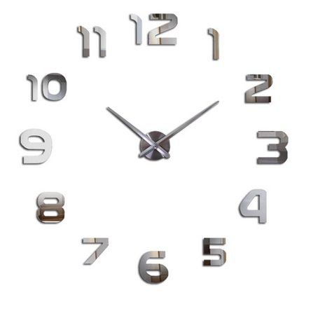 Nástěnné hodiny velké 80-120cm stříbrné 12 číslic