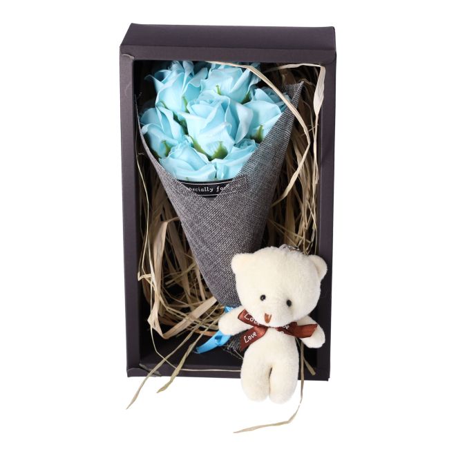 Krabice mýdlových růží - modrá