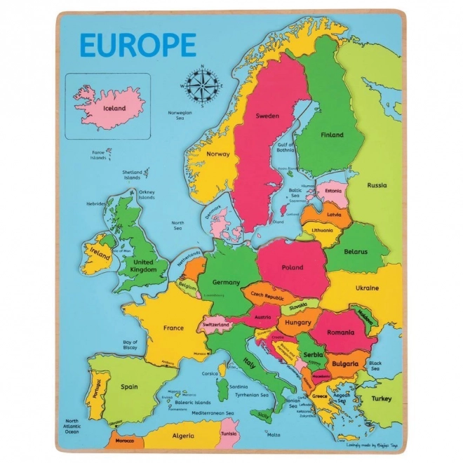 Bigjigs Toys Dřevěné puzzle mapa Evropy 25dílků