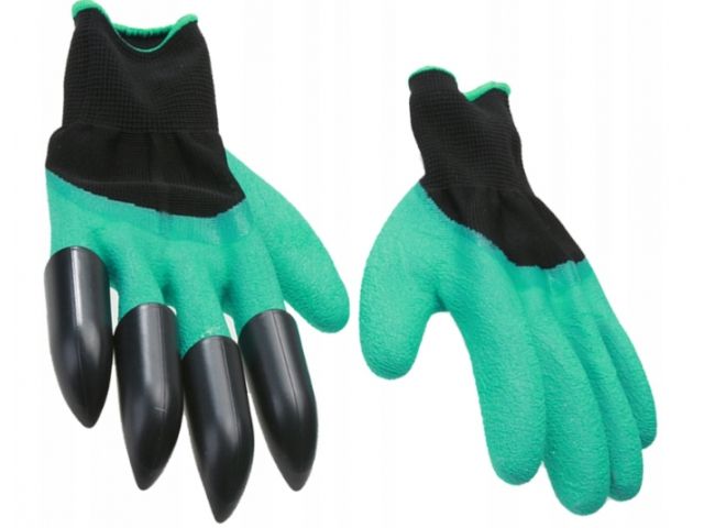 Zahradní rukavice s drápy - zelené