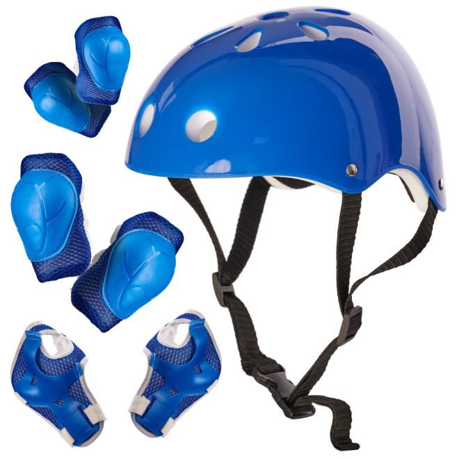 Dětská nastavitelná helma s chrániči – Modrá