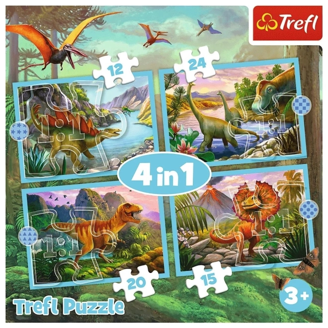 Puzzle 4v1 Unikátní dinosauři 28,5x20,5cm v krabici 28x28x6cm