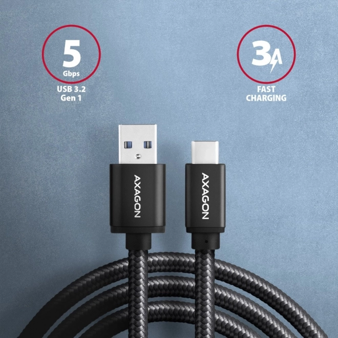 BUCM3-AM15AB Kabel USB-C - USB-A, 1,5 m, USB 3.2 Gen 1 3A, ALU, opletený, černý