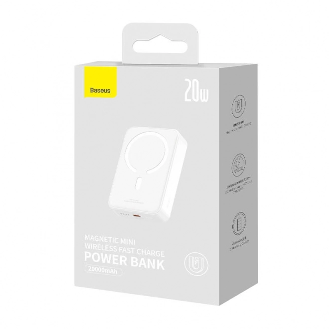 Powerbanka Baseus Magnetic Mini 20000mAh, USB-C 20W MagSafe (bílá)