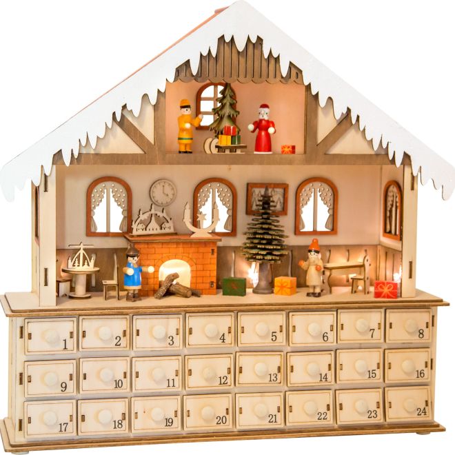 Adventní dřevěný kalendář Small Foot - Kouzelný vánoční dům