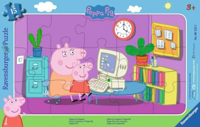 Puzzle 15 dílků V rámečku Prasátko Peppa