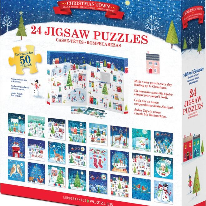 Adventní kalendář s puzzle Eurographics: Vánoční město - 24 x 50 dílků