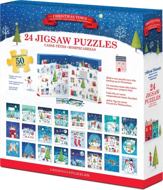 Adventní kalendář s puzzle Eurographics: Vánoční město - 24 x 50 dílků