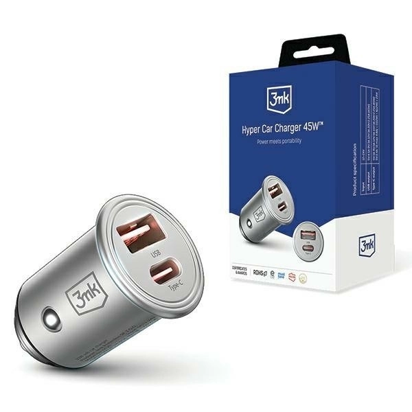 Nabíječka do auta 45W 1xUSB-C+USB-A