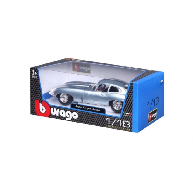 Bburago 1:18 Jaguar E Coupe Metalic Silver Blue