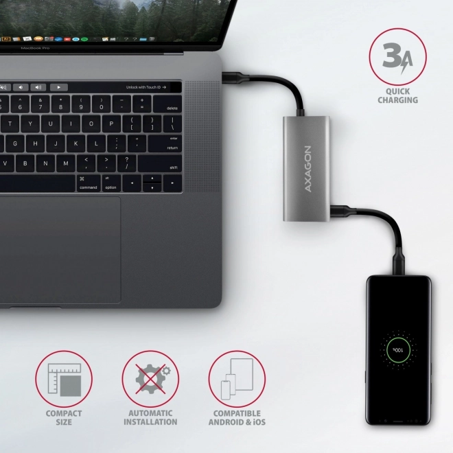 HMC-4G2 Rozbočovač 2x USB-A + 2x USB-C, rozbočovač USB-C 3.2 Gen 2 10Gbps, 13cm kabel USB-C