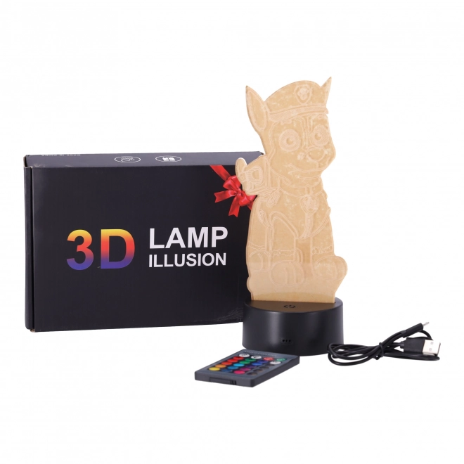 3D noční lampička LED pes s hologramem a dálkovým ovladačem