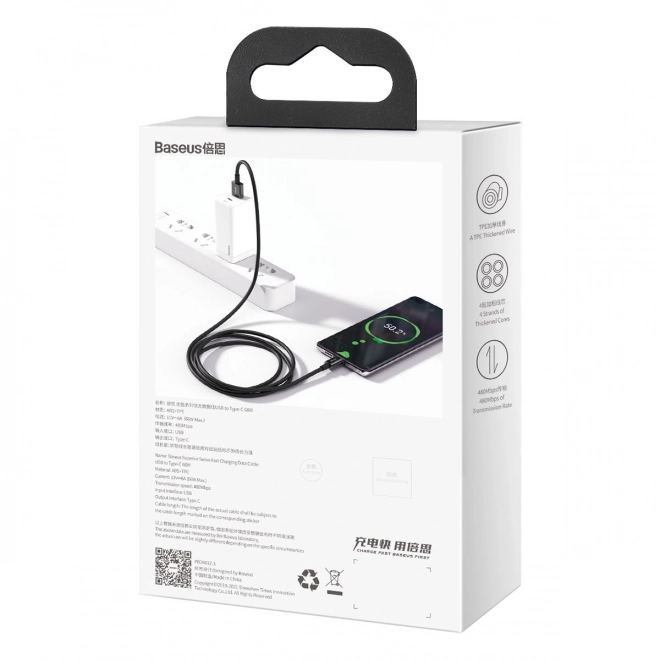 Kabel USB na USB-C řady Superior, 66W, 2m (černý)