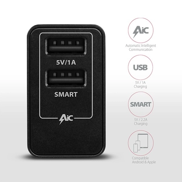 ACU-DS16 síťová nabíječka, SMART 16W, 2x port USB-A, 5V/2,2A + 5V/1A