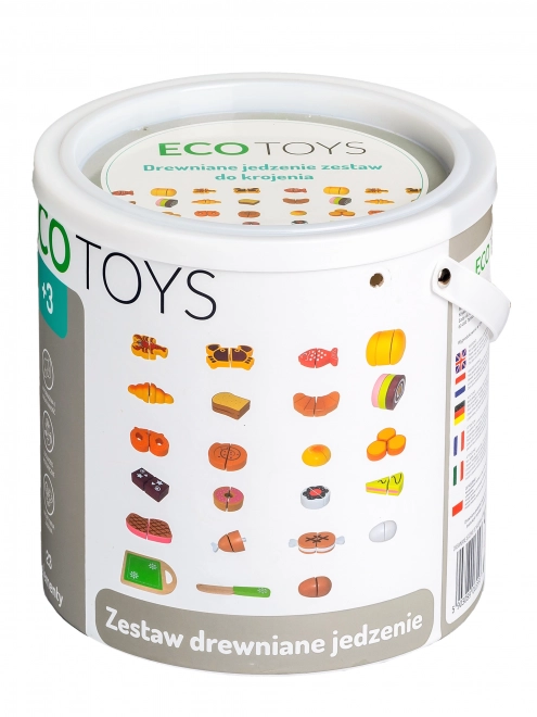 Dřevěné potraviny na krájení 23 kusů ECOTOYS