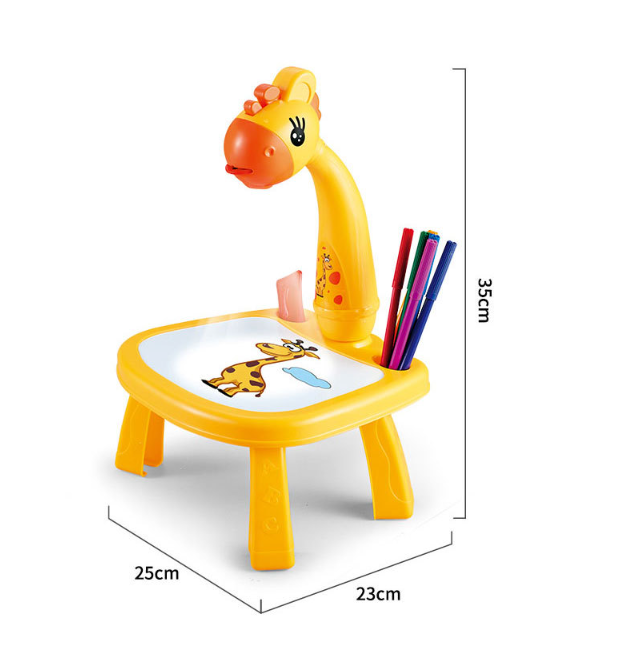 Multifunkční projektor / zpětný projektor pro výuku kreslení - žlutá žirafa