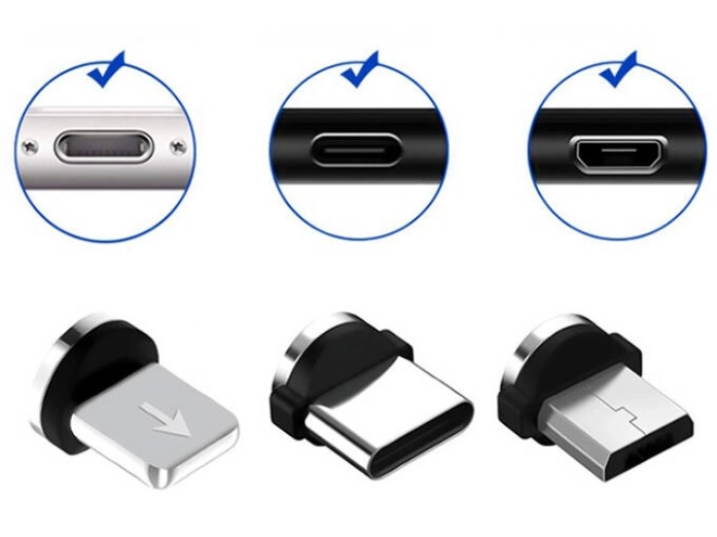 Magnetický nabíjecí kabel 3v1 micro type-c usb lightning 1m