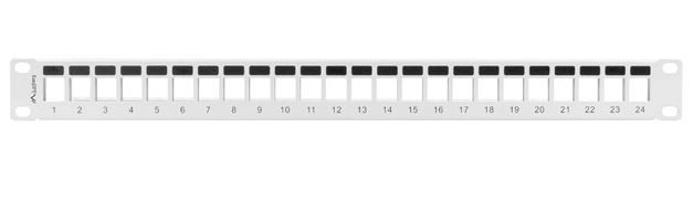 Patch panel prázdný 24 portů 1U 19" šedý pro keystone moduly