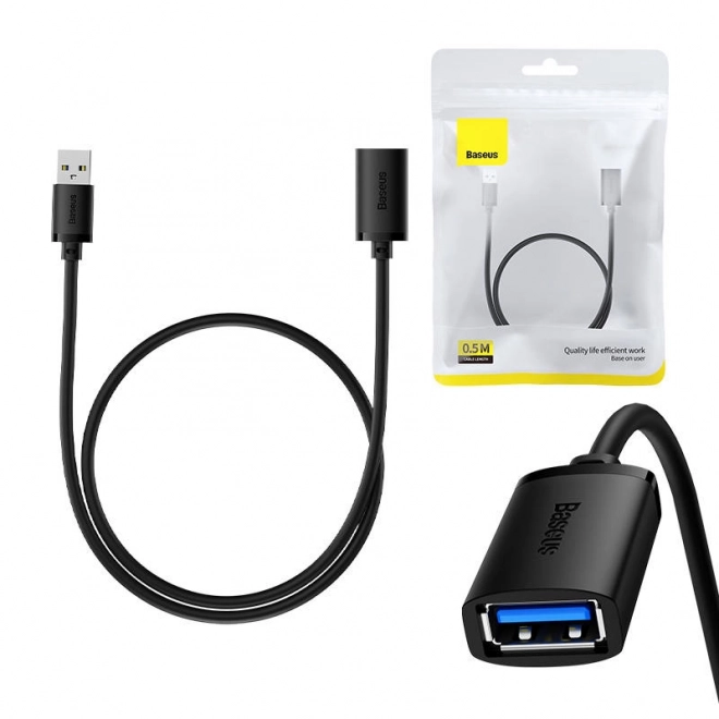 Prodlužovací kabel USB 3.0 Baseus samec - samice, řada AirJoy, 0,5 m (černý)