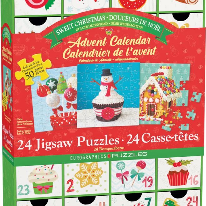 Adventní kalendář s puzzle Eurographics: Sladké Vánoce - 24 x 50 dílků