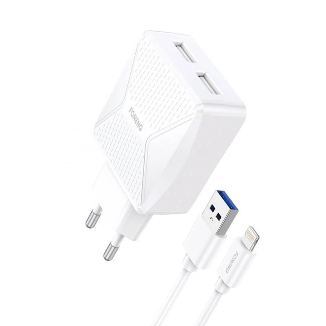 Foneng dvouportová USB nabíječka s Lightning kabelem