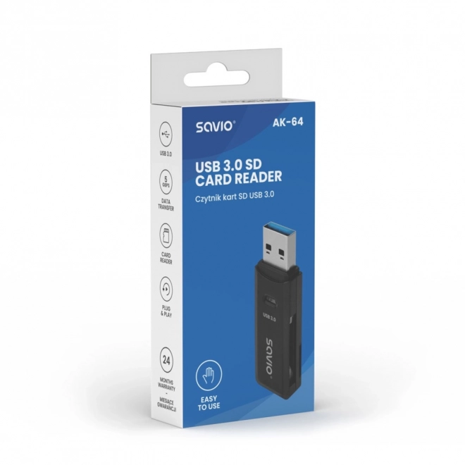 Čtečka karet SD, USB 3.0, 5 Gb/s, AK-64