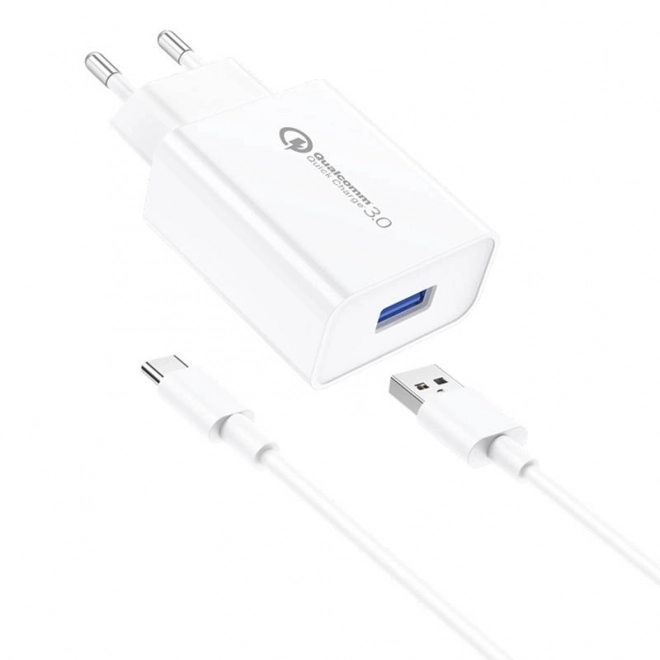 Foneng EU13 síťová nabíječka + kabel USB-C, 3A (bílá)