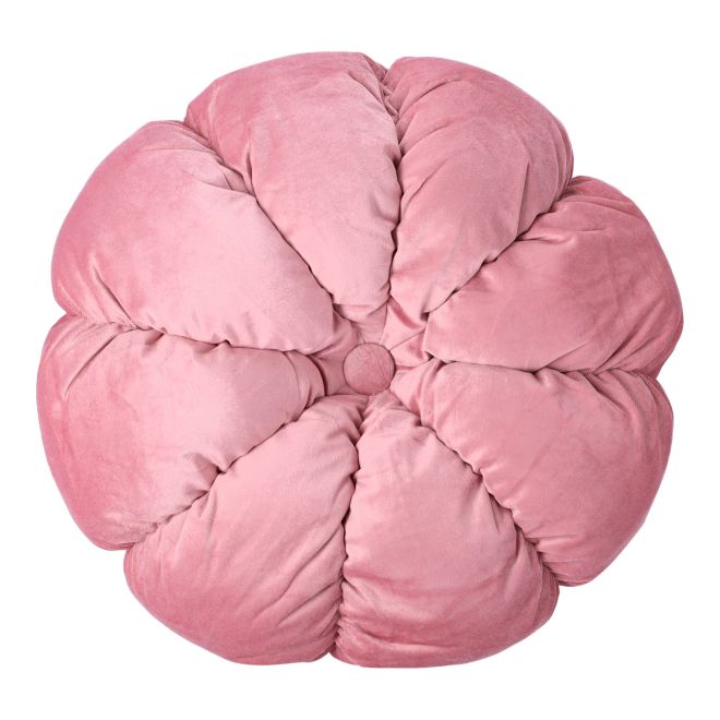Kulatý dekorační polštářek s knoflíkem - růžový