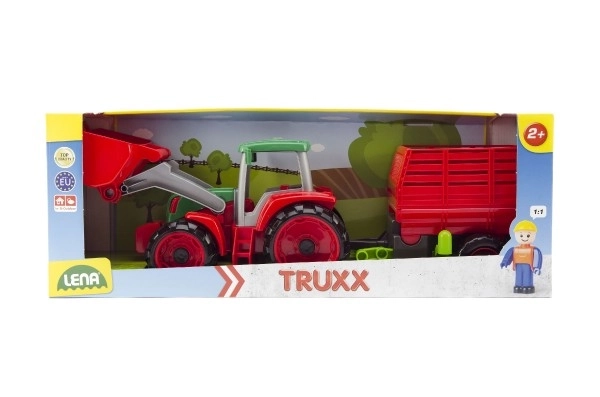 Auto Truxx traktor nakladač s přívěsem na seno s figurkou v krabici 53x19x16cm 24m+