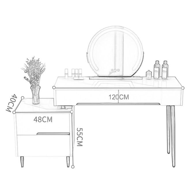 Toaletní stolek LOFT / 120 cm horní deska - šedá barva