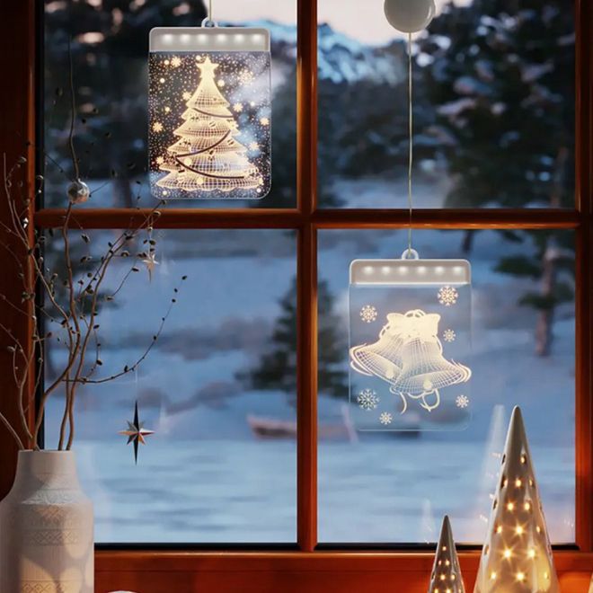 Vitráže vedly 3d okno dekorace Vánoční osvětlení