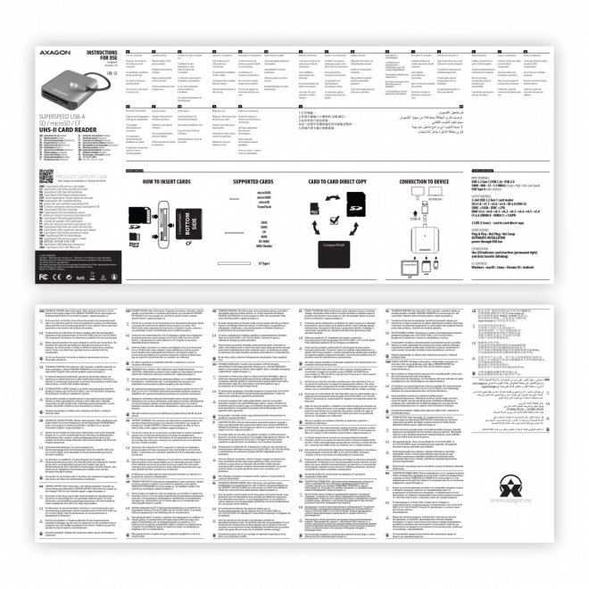 CRE-S3 Externí čtečka paměťových karet USB-A 3. 2 GEN 1, 3 sloty pro SD/microSD/CF, podpora UHS-II