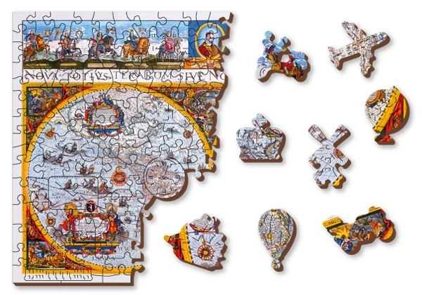 Dřevěné puzzle s figurkami - Nova Terrarum Antique Map, 1010 dílků