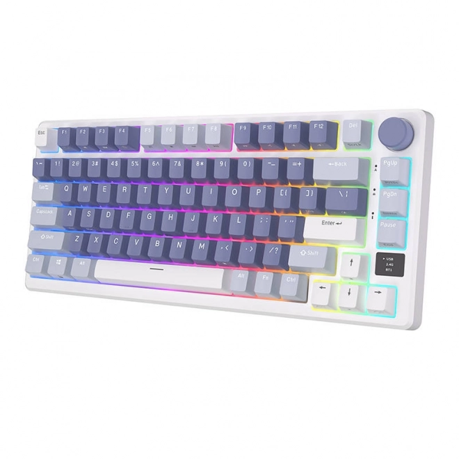 Bezdrátová mechanická klávesnice Royal Kludge RKM75 RGB, stříbrné klávesy (modré)