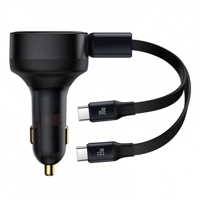 Baseus Enjoyment nabíječka do auta s kabelem USB-C, 33 W (černá)