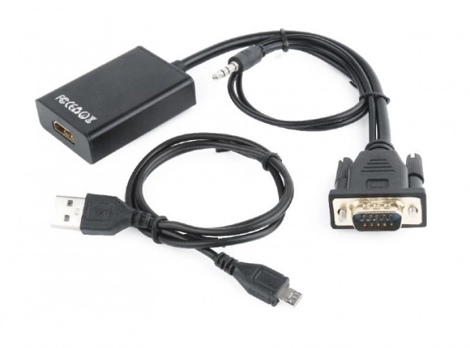 Převodník VGA na HDMI 15 cm černý