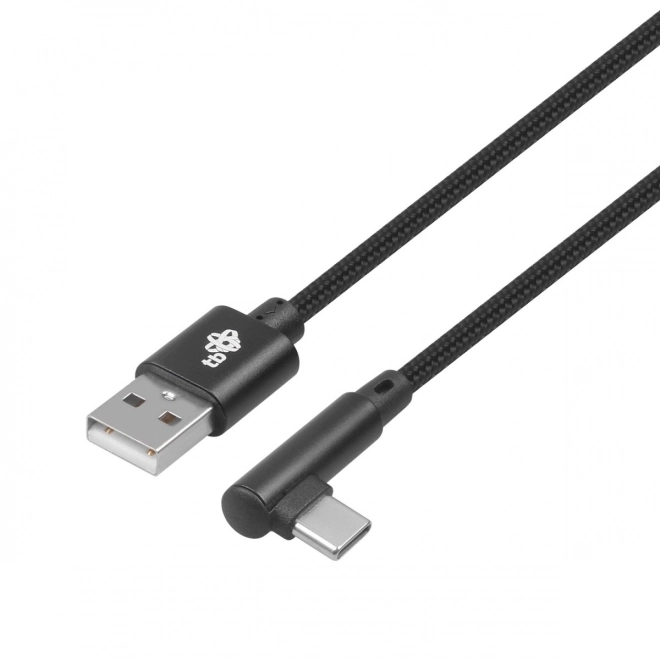 Kabel USB-USB C 1,5 m úhlový, černá šňůra