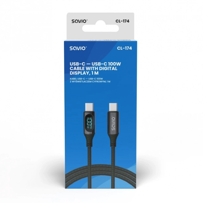 Kabel USB na USB C s displejem, 100 W, CL-174