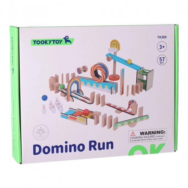 Dřevěné stavební kostky domino / domino puzzle Tooky Toy