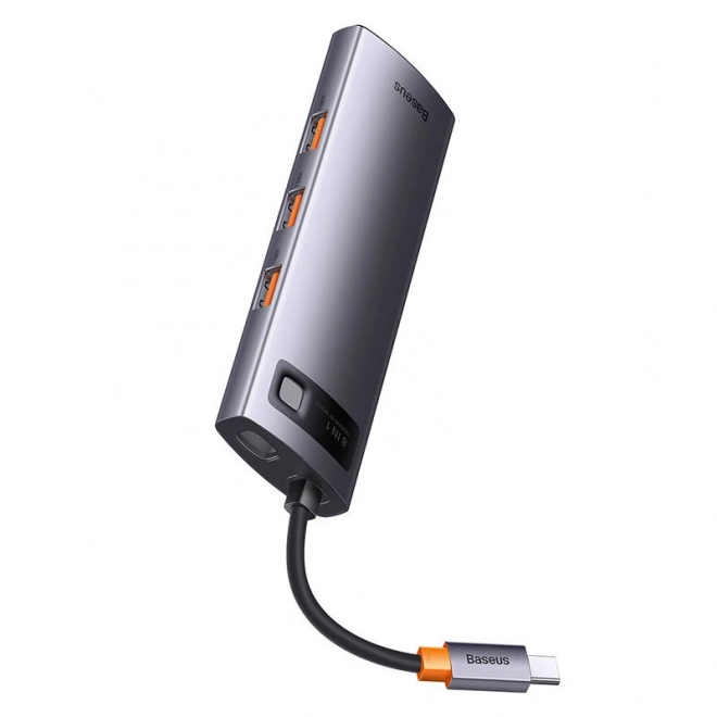 Rozbočovač 8v1 Baseus řady StarJoy, USB-C na 3x USB 3.1 + HDMI + USB-C PD + RJ45 + microSD/SD