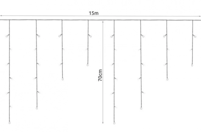 LED teplý bílý závěs s rampouchy - 12 m, 300 LED