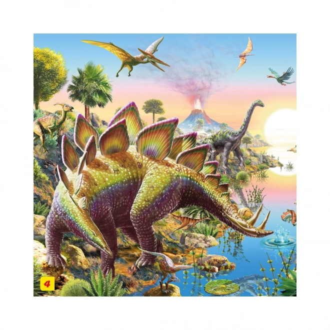 Puzzle Dinosauři 23,5 x 21,5 cm 60 dílků + figurka v krabičce